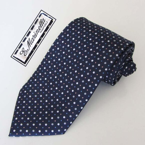 new E. MARINELLA Napoli dots pattern neck tie 100% silk - Picture 1 of 6